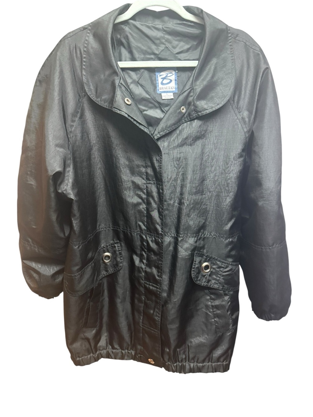 Vintage Braetan Black Nylon Utility Windbreaker Jacket Oversized Gorpcore Large